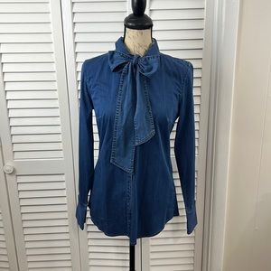Banana Republic Denim Long Sleeve Riley Shirt NO bow tie